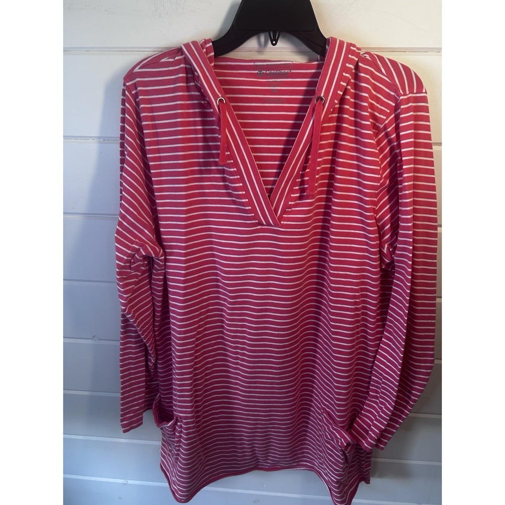 Cool bar Women's UV Protection Pink White Stripe Hoodie Size 2xl Pockets Cover